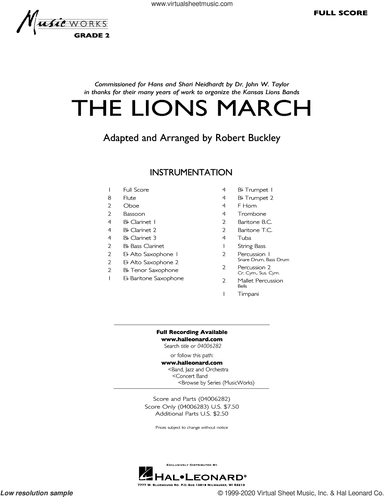 The Lions March (arr. Robert Buckley) (COMPLETE)