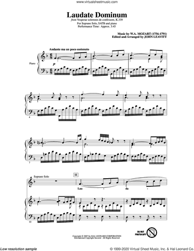 Laudate Dominum (from Vesperae solennes de confessore, K. 339) (arr. John Leavitt)