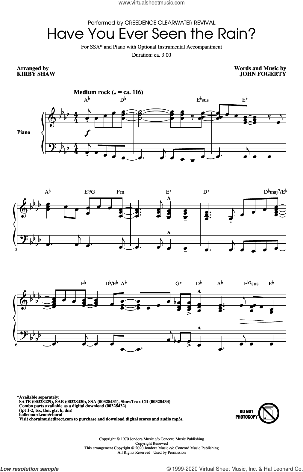 Have You Ever Seen The Rain? (arr. Kirby Shaw)
