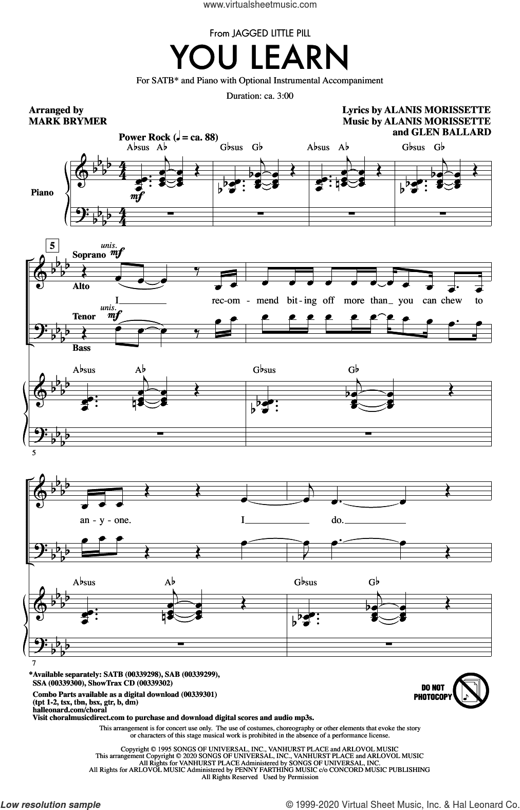 You Learn (from Jagged Little Pill) (arr. Mark Brymer)