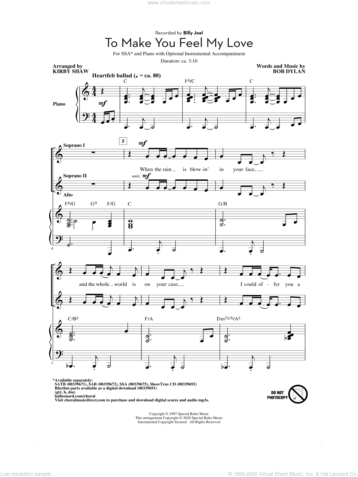 To Make You Feel My Love (arr. Kirby Shaw)