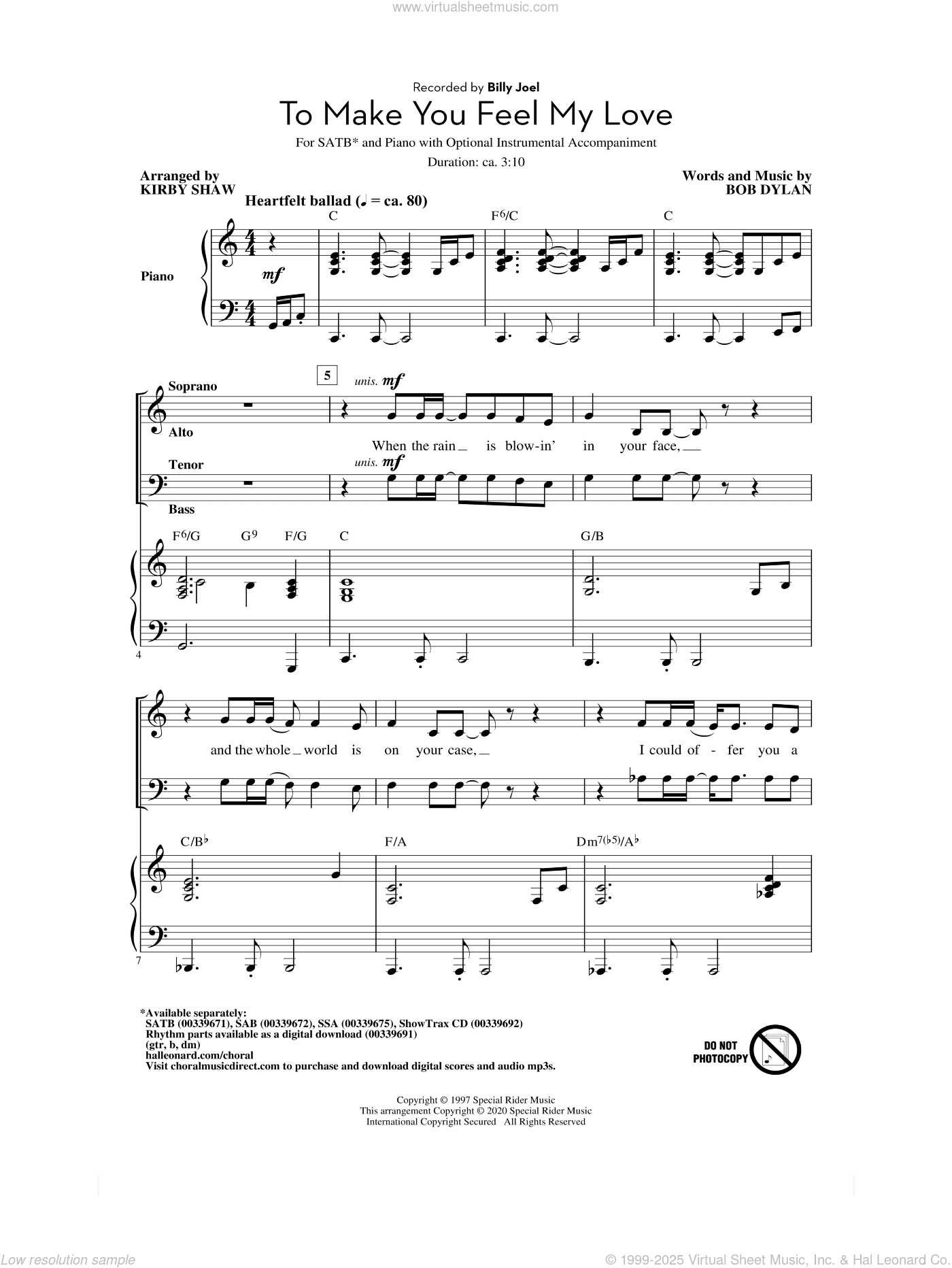 To Make You Feel My Love (arr. Kirby Shaw)