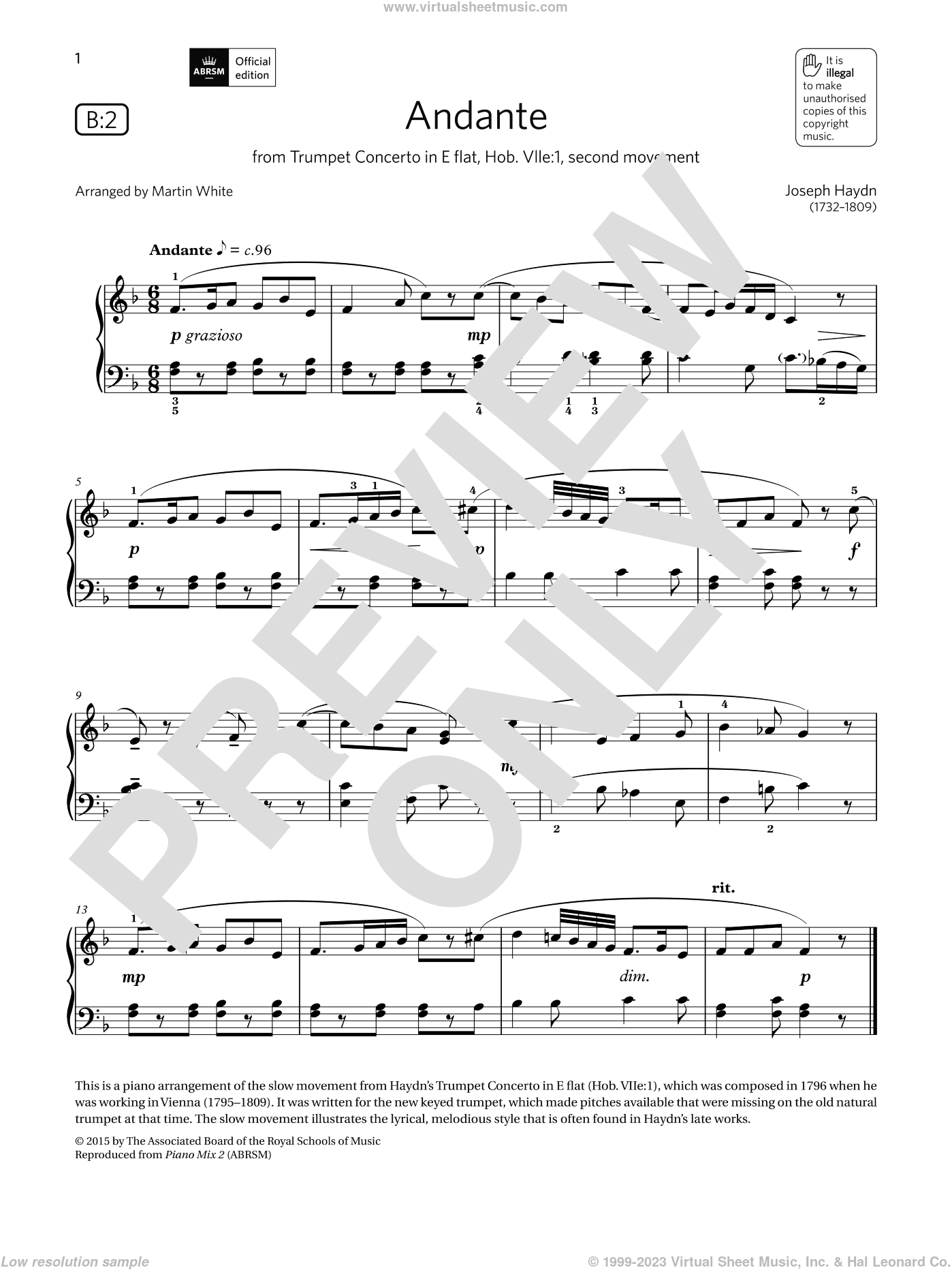 Andante (Grade 3, list B2, from the ABRSM Piano Syllabus 2021 and 2022)