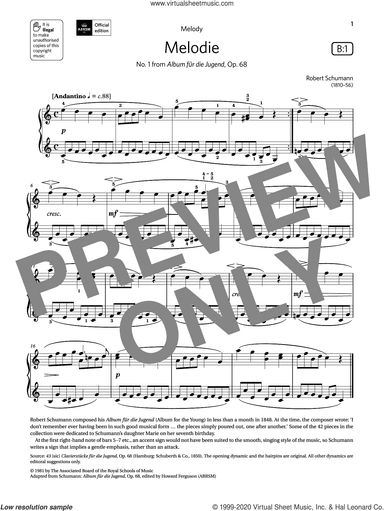 Melodie (Grade 1, list B1, from the ABRSM Piano Syllabus 2021 and 2022)