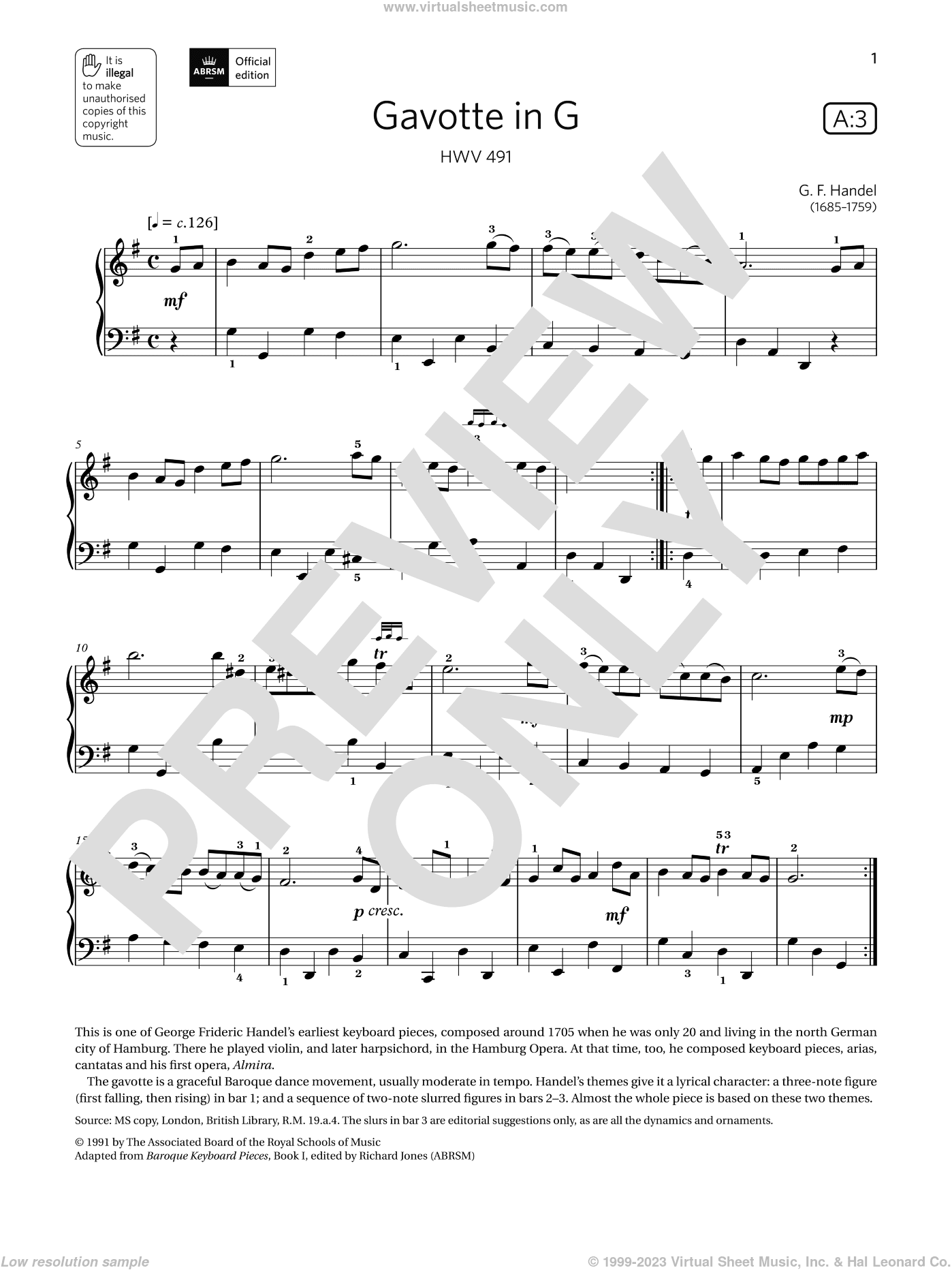 Gavotte in G (Grade 3, list A3, from the ABRSM Piano Syllabus 2021 and 2022)