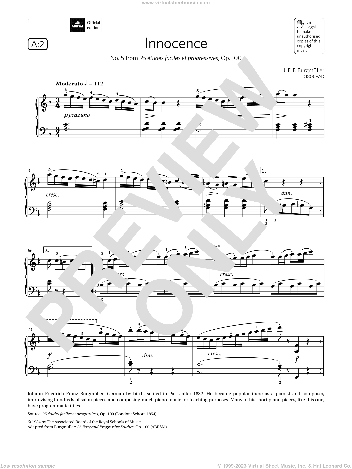 Innocence (Grade 3, list A2, from the ABRSM Piano Syllabus 2021 and 2022)