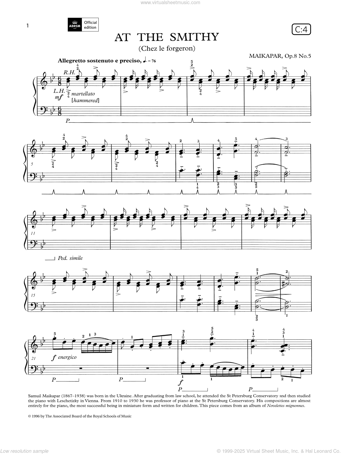 At the Smithy (Grade 4, list C4, from the ABRSM Piano Syllabus 2021 and 2022)