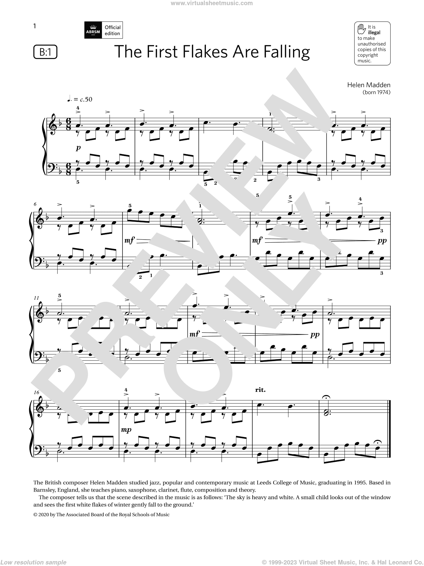 The First Flakes Are Falling (Grade 2, list B1, from the ABRSM Piano Syllabus 2021 and 2022)