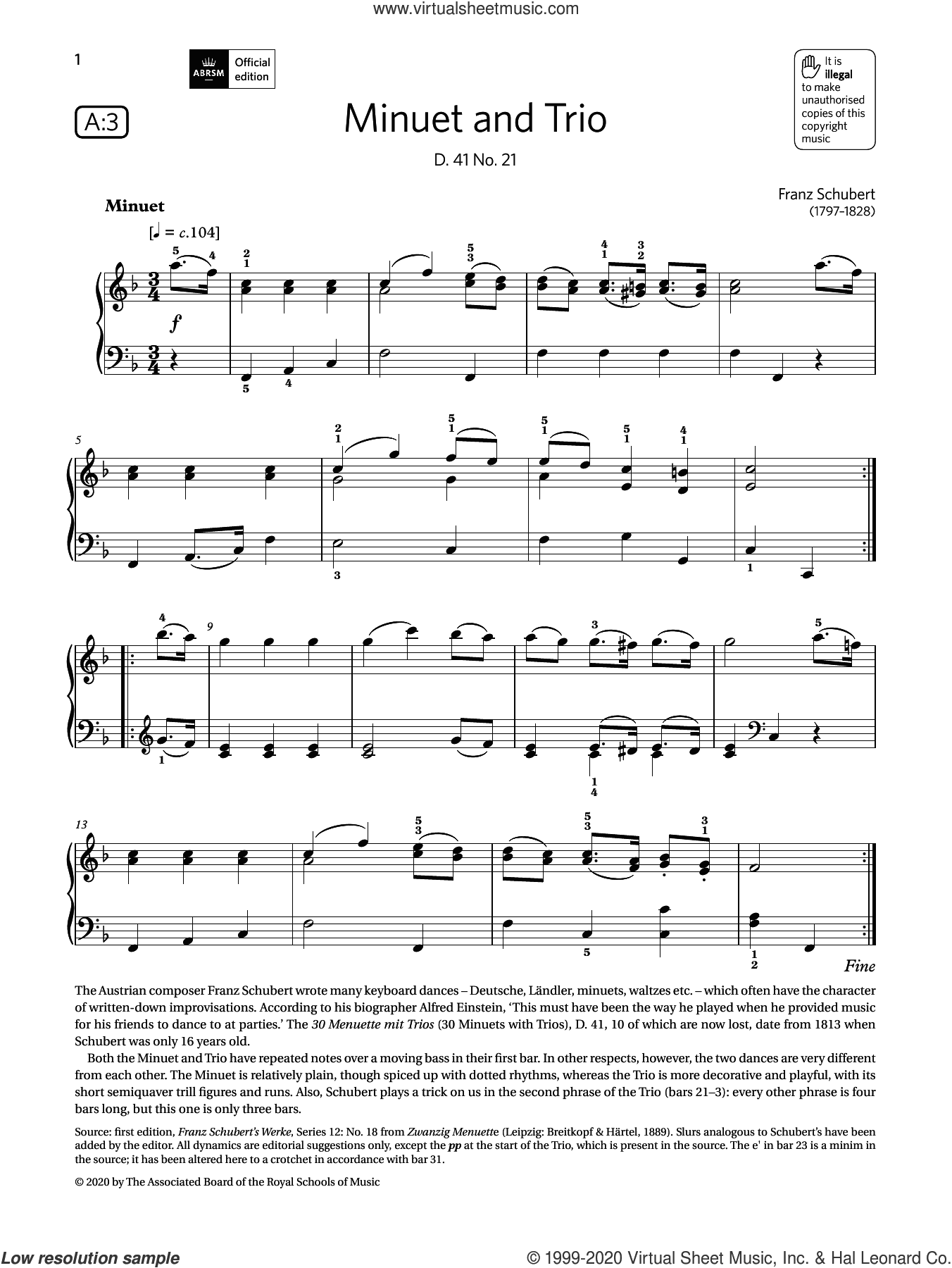 Minuet and Trio (Grade 4, list A3, from the ABRSM Piano Syllabus 2021 and 2022)