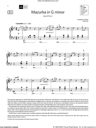 Mazurka in G minor (Grade 6, list B1, from the ABRSM Piano Syllabus 2021 and 2022)