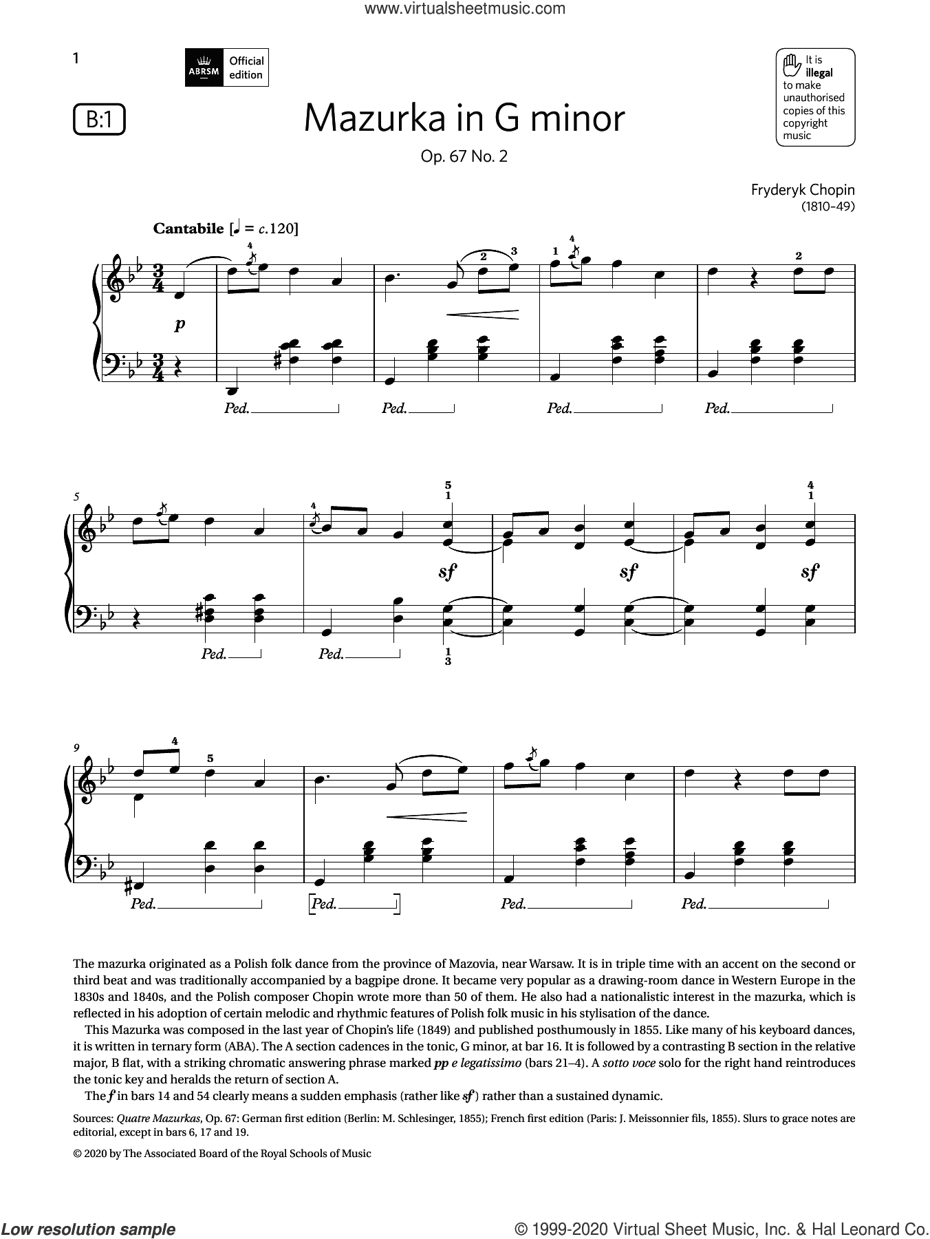Mazurka in G minor (Grade 6, list B1, from the ABRSM Piano Syllabus 2021 and 2022)