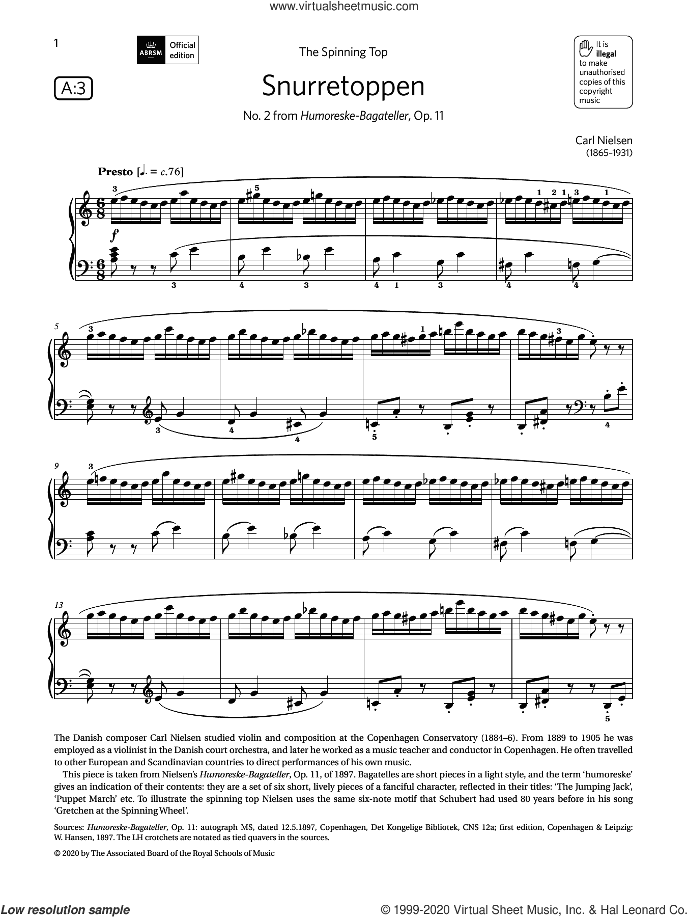 Snurretoppen (Grade 6, list A3, from the ABRSM Piano Syllabus 2021 and 2022)
