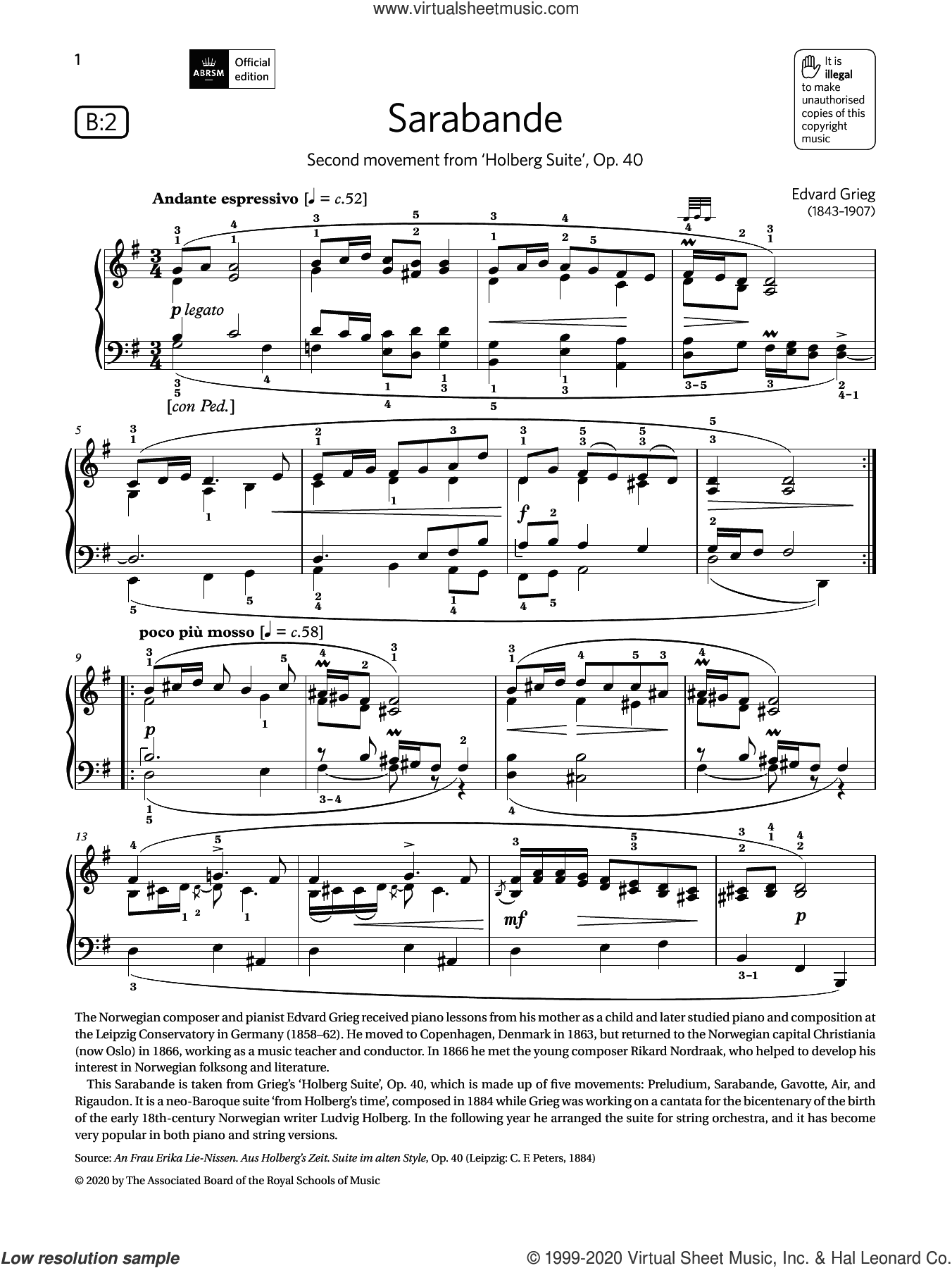 Sarabande (Grade 7, list B2, from the ABRSM Piano Syllabus 2021 and 2022)