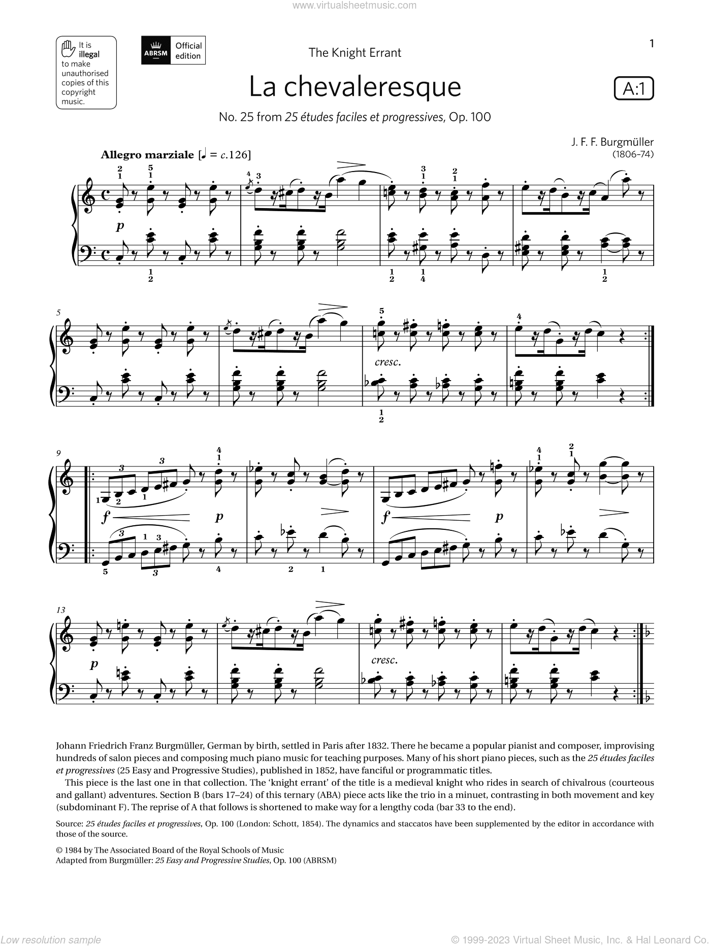 La chevaleresque (Grade 5, list A1, from the ABRSM Piano Syllabus 2021 and 2022)