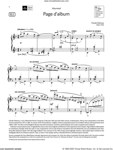 Page d'album (Grade 6, list B2, from the ABRSM Piano Syllabus 2021 and 2022)