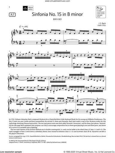 Sinfonia No.15 in B minor (Grade 7, list A1, from the ABRSM Piano Syllabus 2021 and 2022)