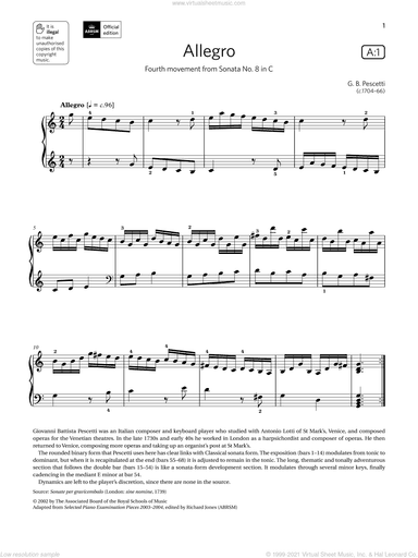 Allegro (Grade 6, list A1, from the ABRSM Piano Syllabus 2021 and 2022)