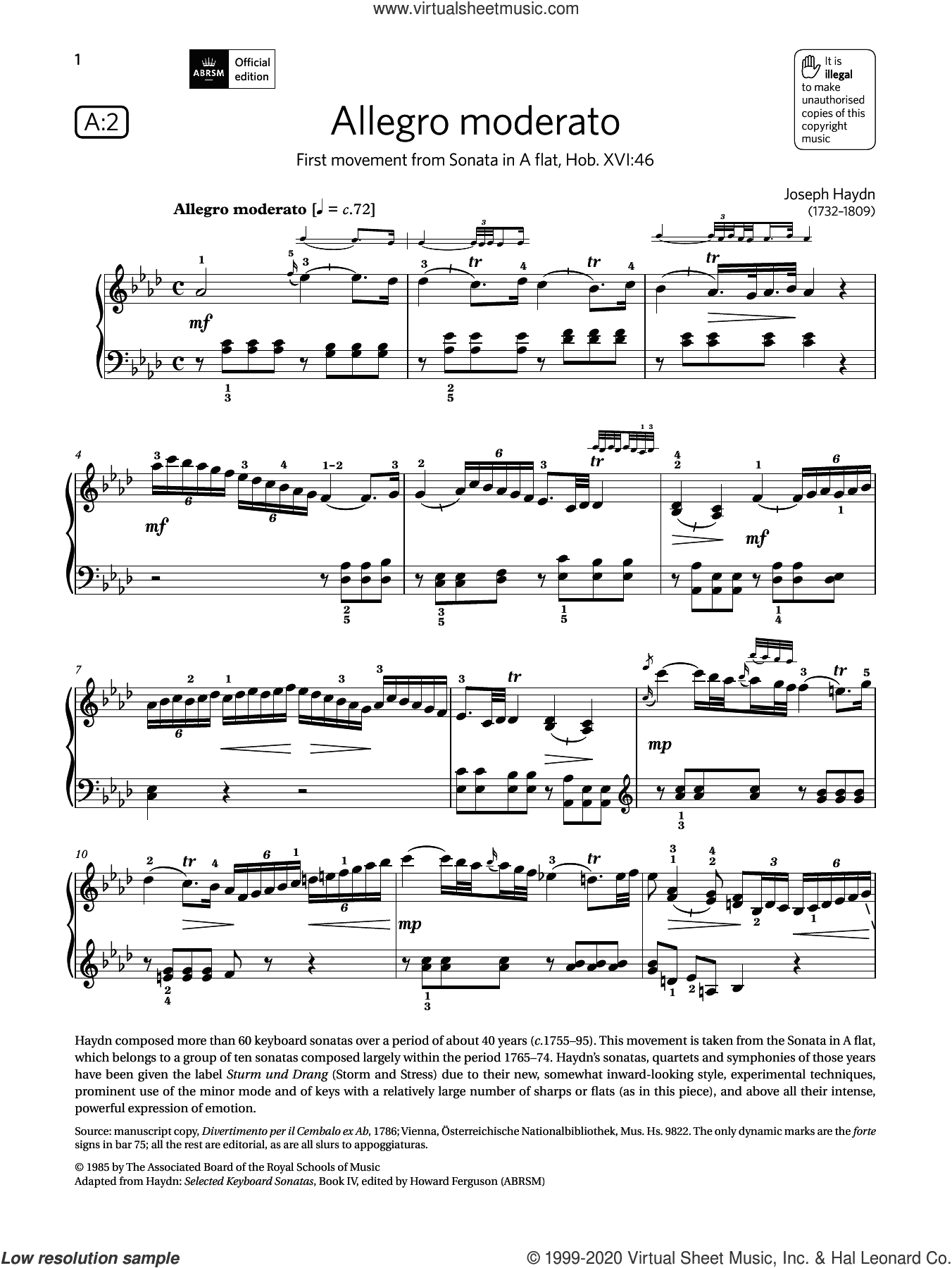 Allegro moderato (Grade 8, list A2, from the ABRSM Piano Syllabus 2021 and 2022)