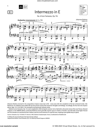 Intermezzo in E (Grade 8, list B1, from the ABRSM Piano Syllabus 2021 and 2022)