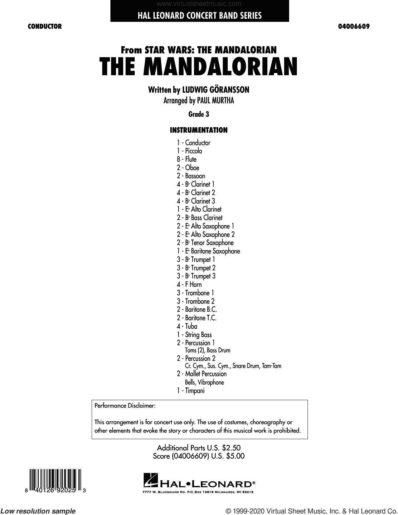 The Mandalorian (from Star Wars: The Mandalorian) (arr. Paul Murtha)