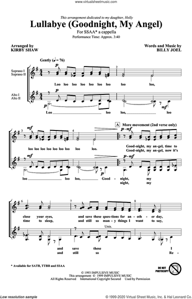 Lullabye (Goodnight, My Angel) (arr. Kirby Shaw)
