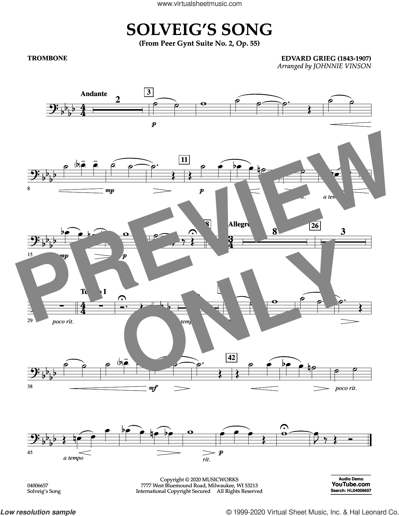 Solveig's Song (from Peer Gynt Suite No. 2) (arr. Johnny Vinson)