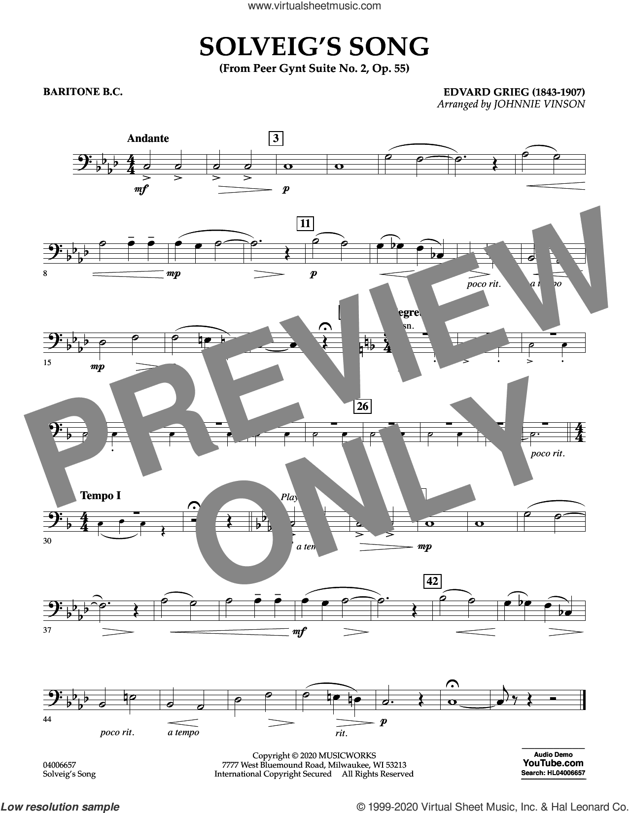 Solveig's Song (from Peer Gynt Suite No. 2) (arr. Johnny Vinson)