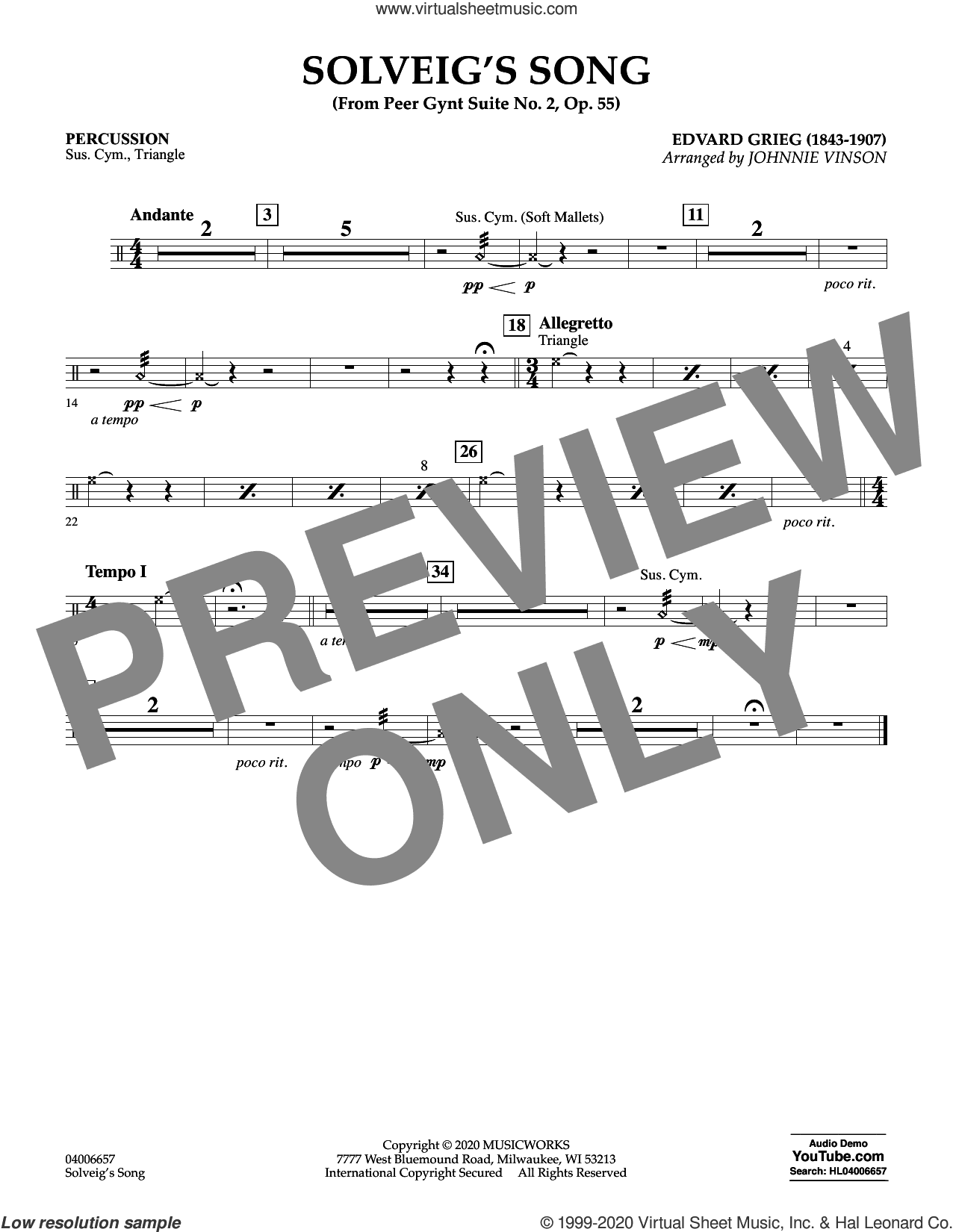 Solveig's Song (from Peer Gynt Suite No. 2) (arr. Johnny Vinson)