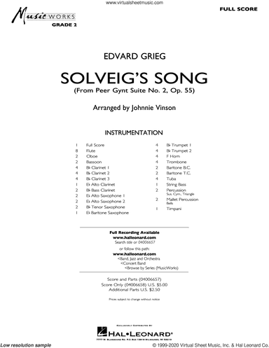 Solveig's Song (from Peer Gynt Suite No. 2) (arr. Johnnie Vinson)