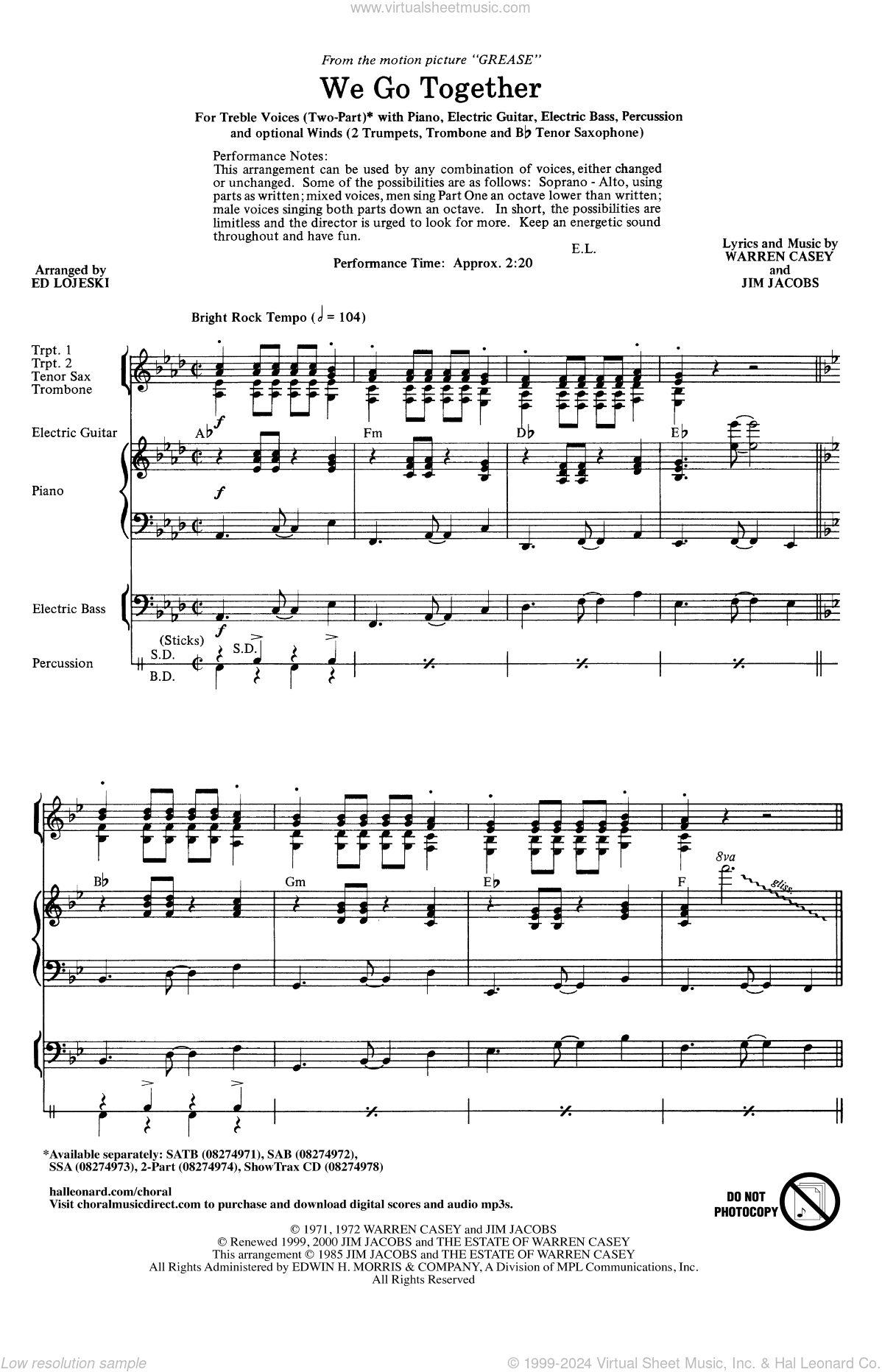We Go Together (from Grease) (arr. Ed Lojeski)