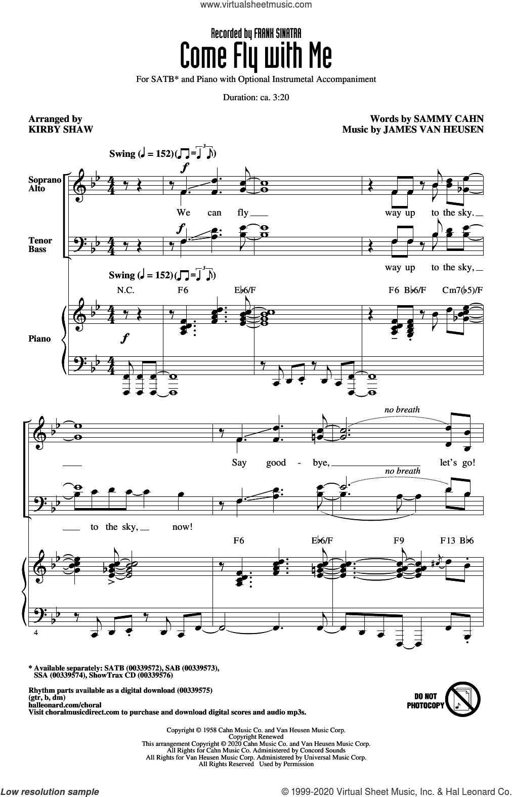 Come Fly With Me (arr. Kirby Shaw)