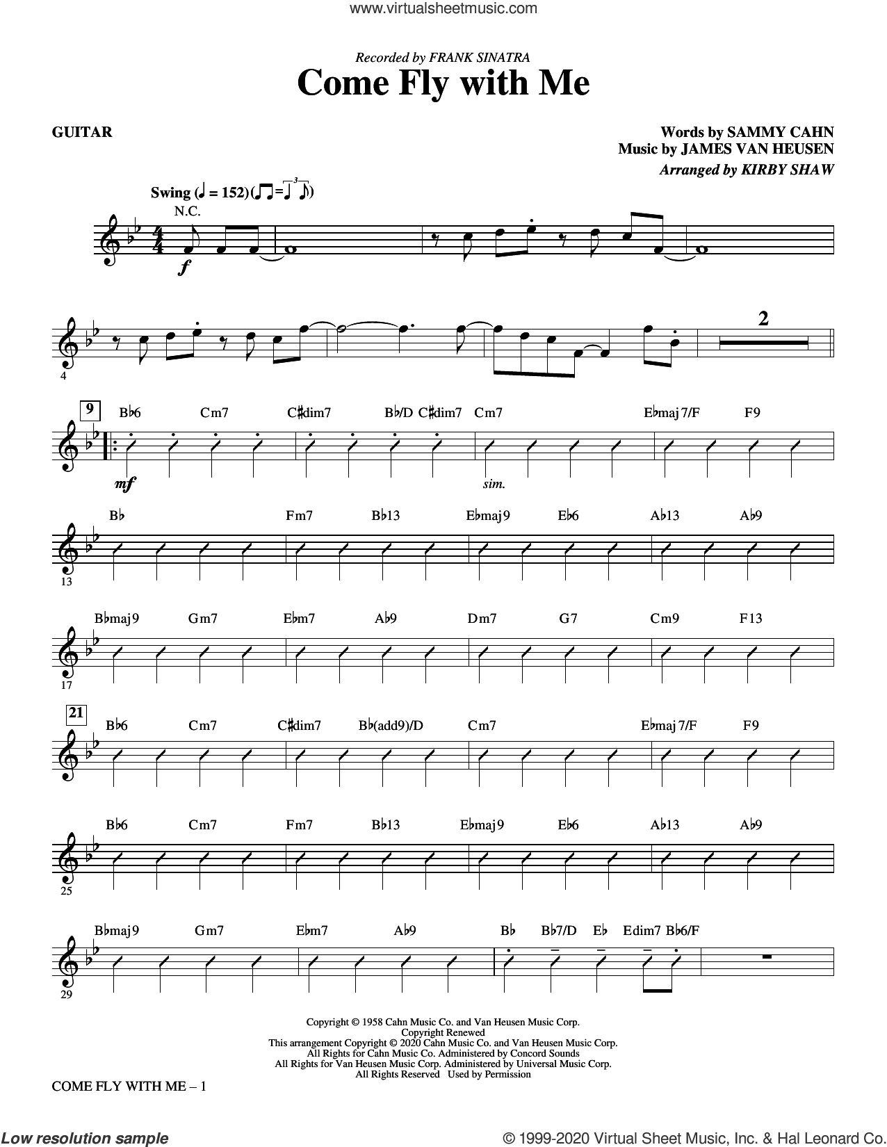 Come Fly with Me (arr. Kirby Shaw) (complete set of parts)