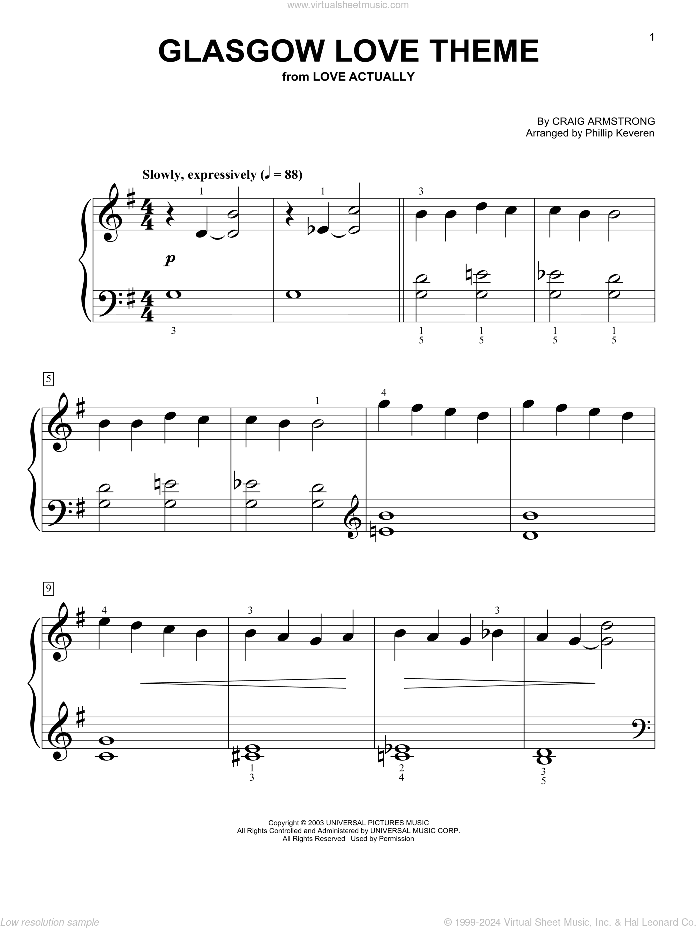 Glasgow Love Theme (from Love Actually) (arr. Phillip Keveren)