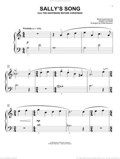 Sally's Song (from The Nightmare Before Christmas) (arr. Phillip Keveren)