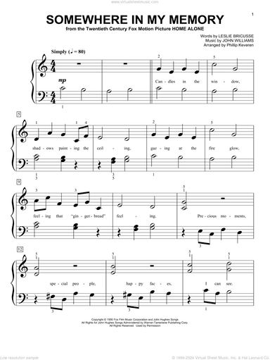 Somewhere In My Memory (from Home Alone) (arr. Phillip Keveren)