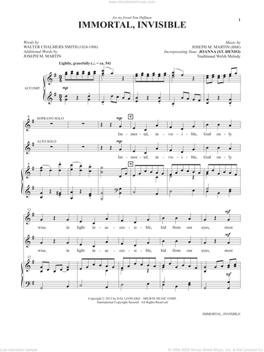 Immortal, Invisible (from Voices Together: Duets for Sanctuary Singers)
