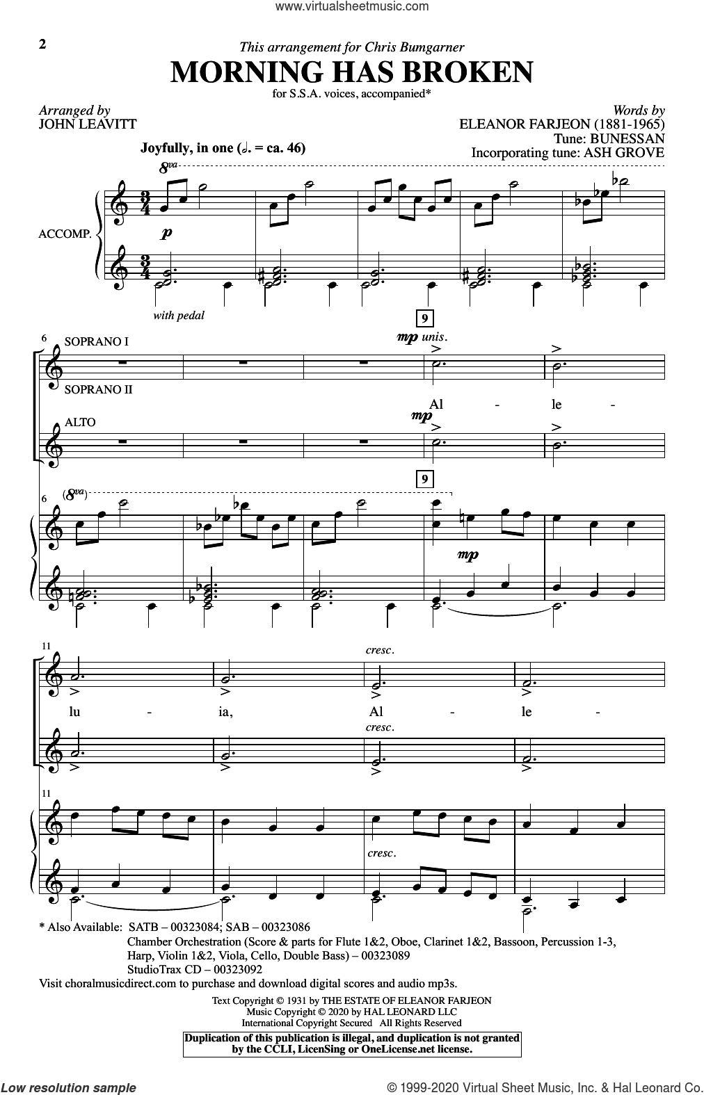 Morning Has Broken (New Edition) (arr. John Leavitt)