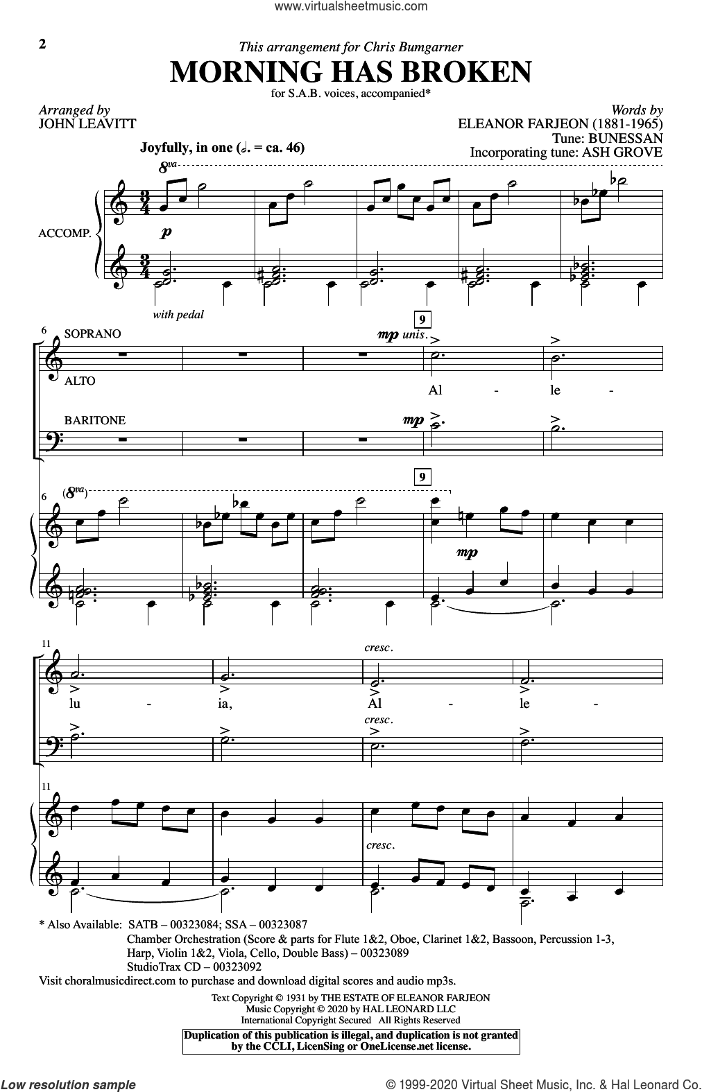 Morning Has Broken (New Edition) (arr. John Leavitt)
