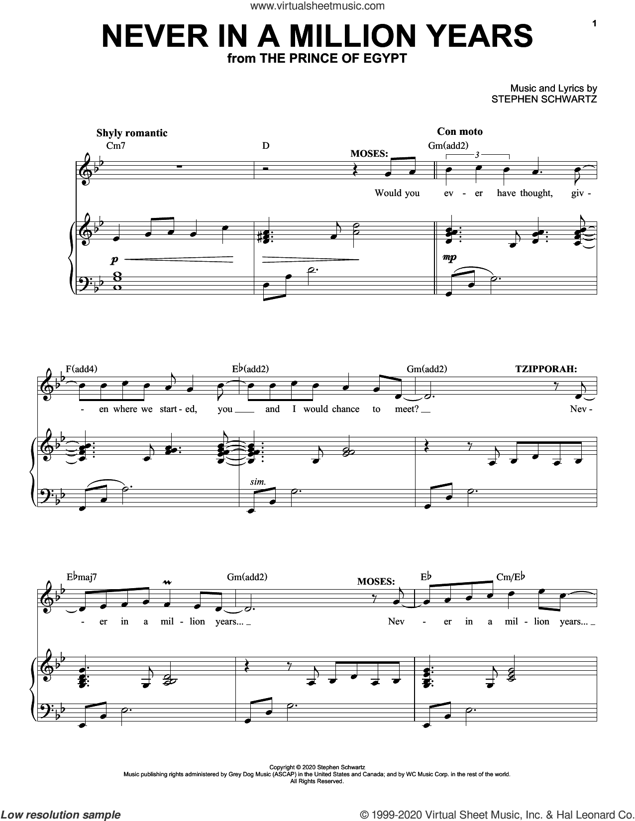 Never In A Million Years (from The Prince Of Egypt: A New Musical)