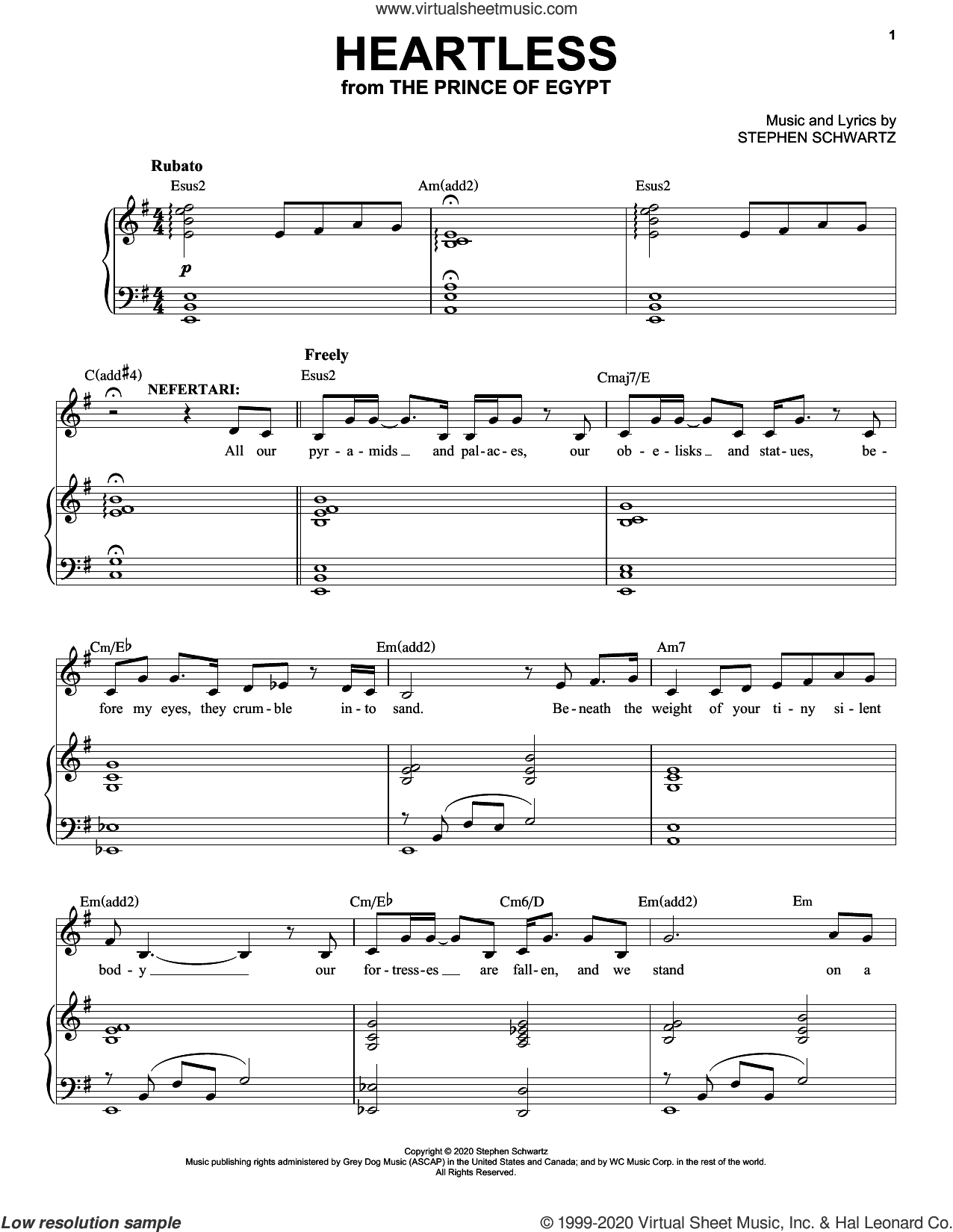 Heartless (from The Prince Of Egypt: A New Musical)