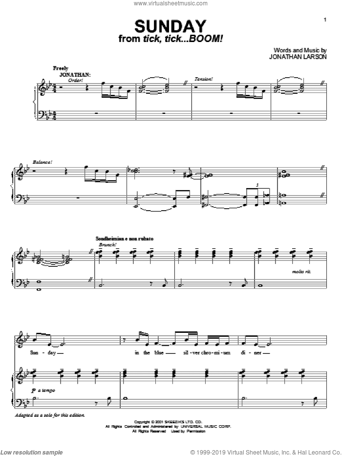 Sunday (from tick, tick... BOOM!)