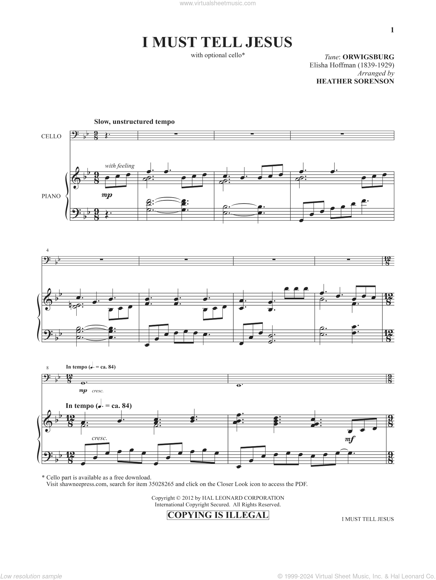 I Must Tell Jesus (from Images: Sacred Piano Reflections)