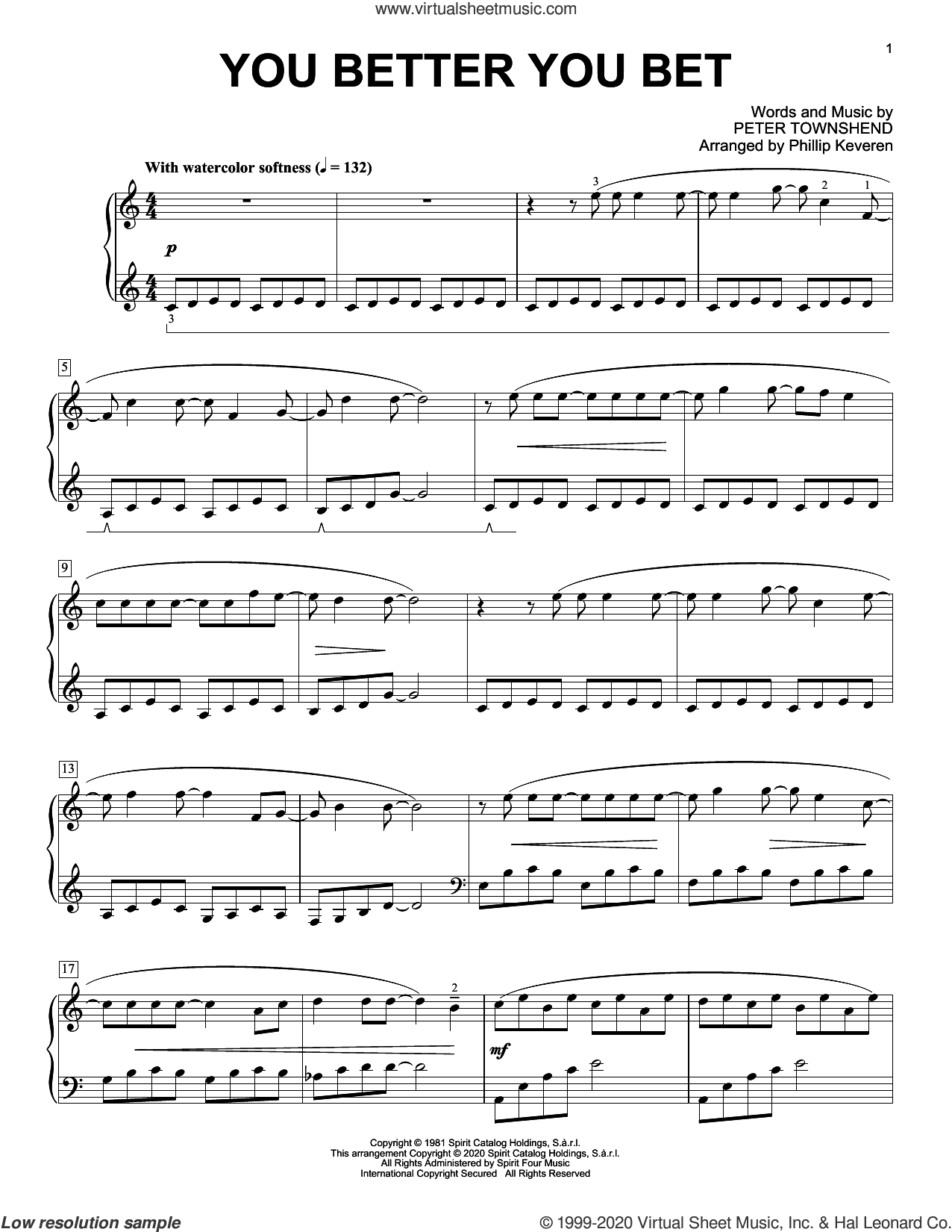 You Better You Bet [Classical version] (arr. Phillip Keveren)