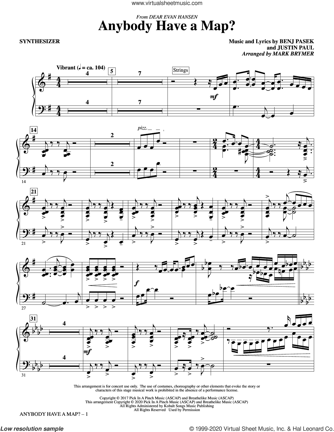 Anybody Have A Map? (from Dear Evan Hansen) (arr. Mark Brymer)