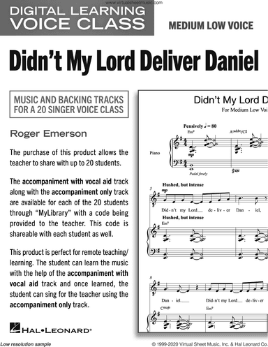 Didn't My Lord Deliver Daniel (Medium Low Voice) (includes Audio)