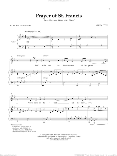 Prayer of St. Francis (Medium Voice)