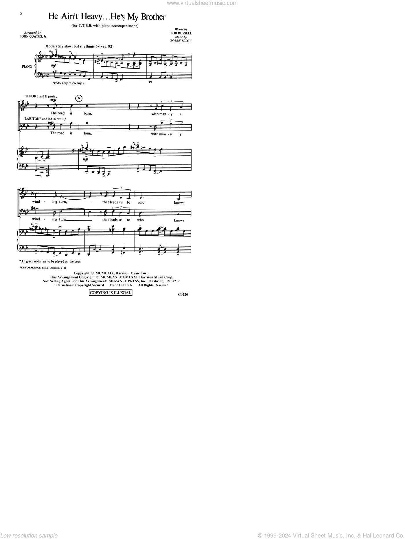 He Ain't Heavy, He's My Brother (arr. John Coates, Jr.)