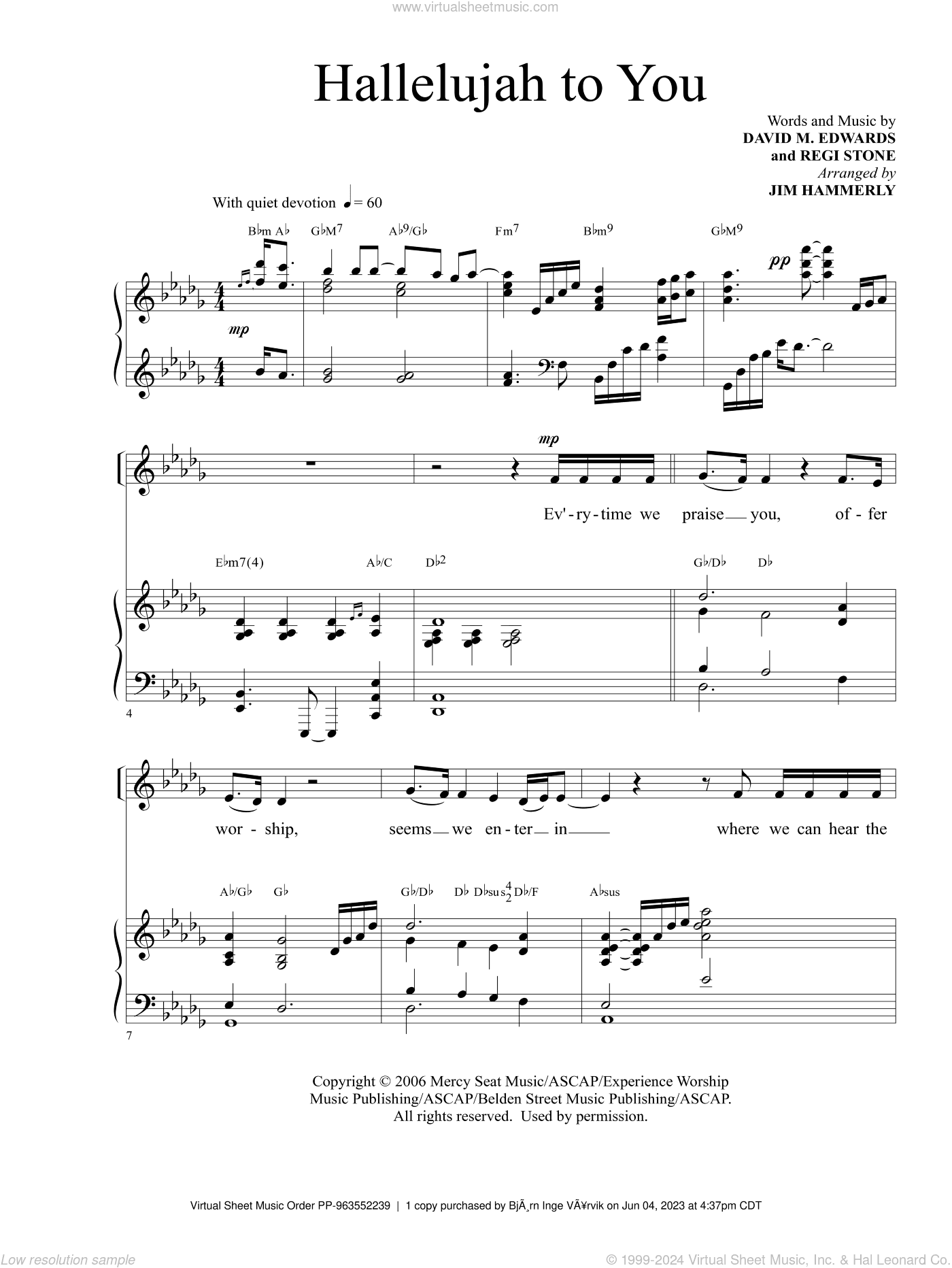 Hallelujah To You (arr. Jim Hammerly)
