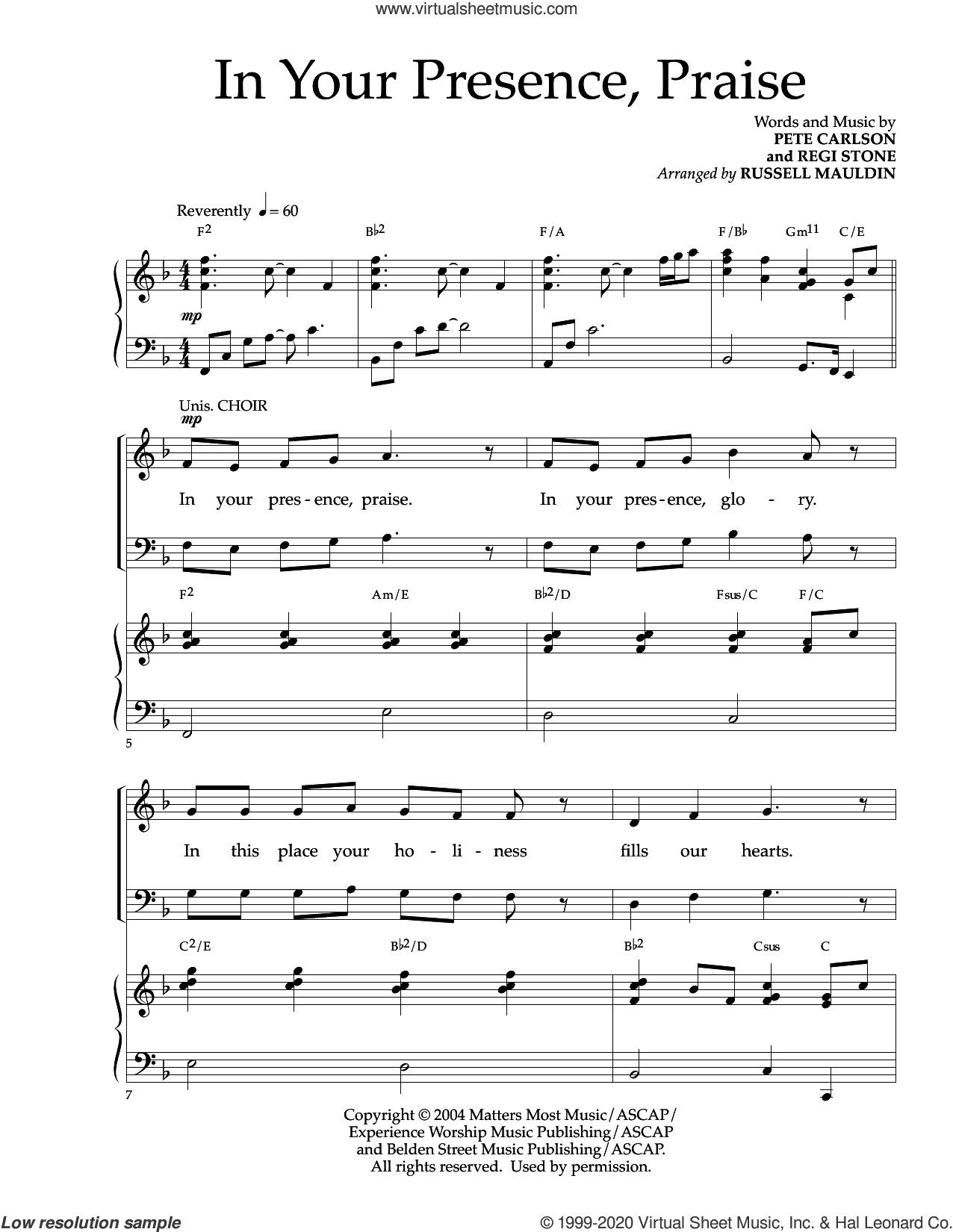 In Your Presence, Praise (arr. Russell Mauldin)