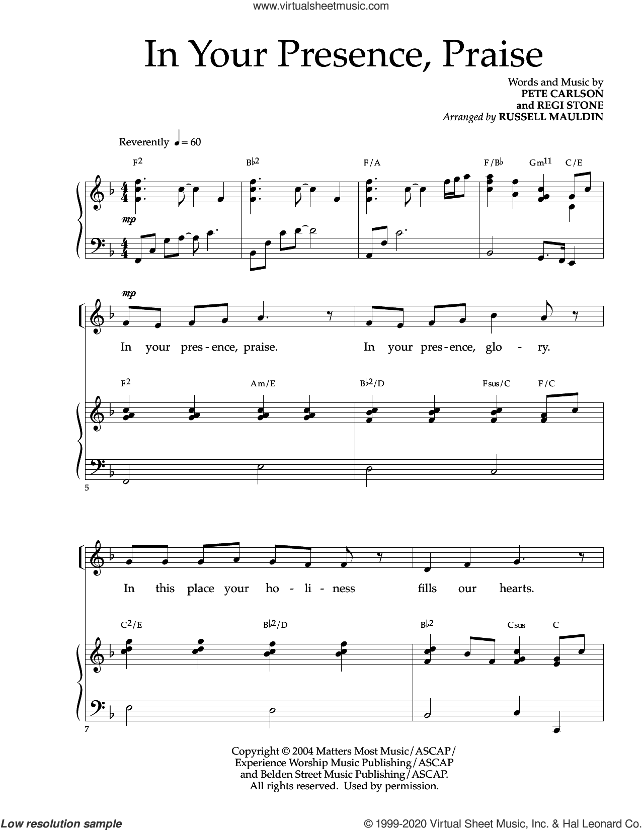 In Your Presence, Praise (arr. Russell Mauldin)